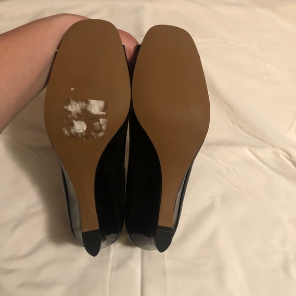 Etienne Aigner Acton Black and White Patent Wedges - Picture 4 of 6